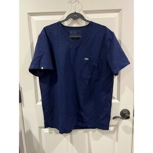 Figs Technical Collection Blue V-Neck Scrub Top Size Large